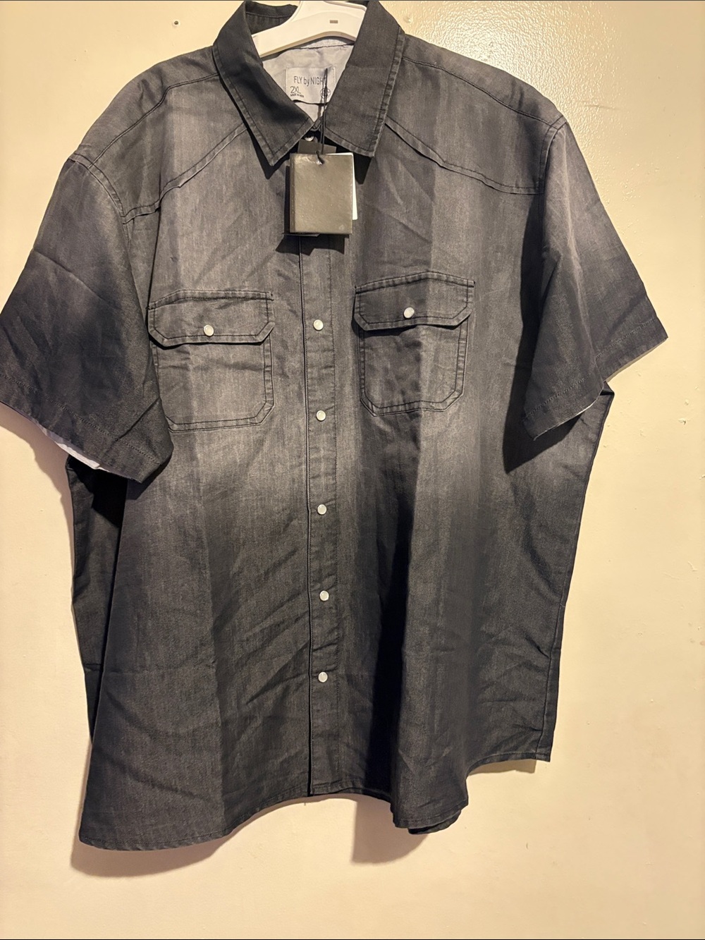 Fly By Night Classic Short-Sleeve Mens Western Shirt - Black Size 2XL